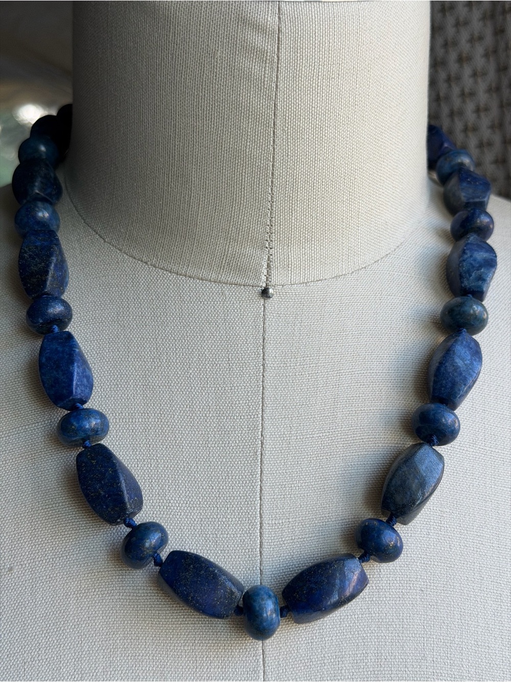 Blue Lapis Lazuli Chunky Bead 20" Necklace in Senorita Silver Clasp